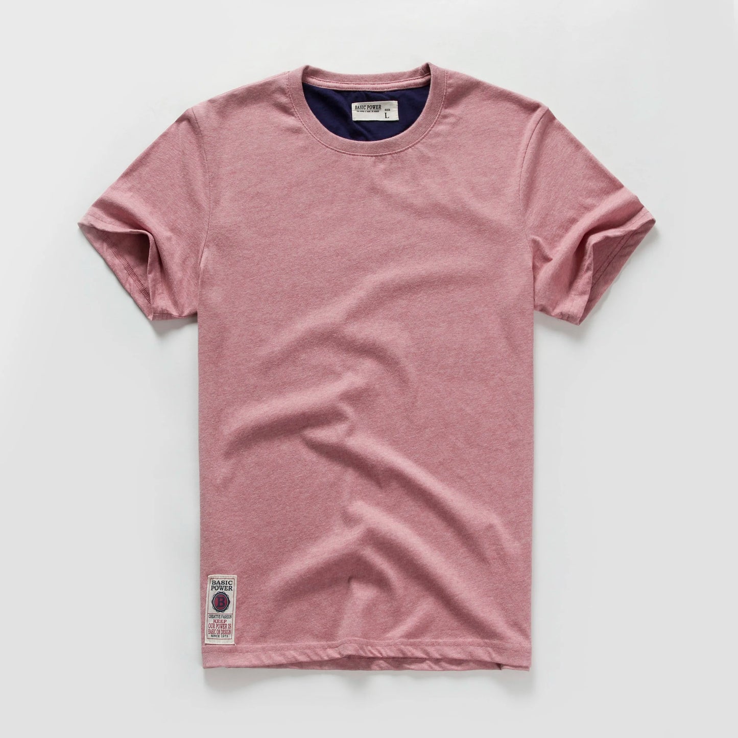Männer T-Shirt aus Baumwolle im einfarbigen Design mit klassischem O-Ansatz