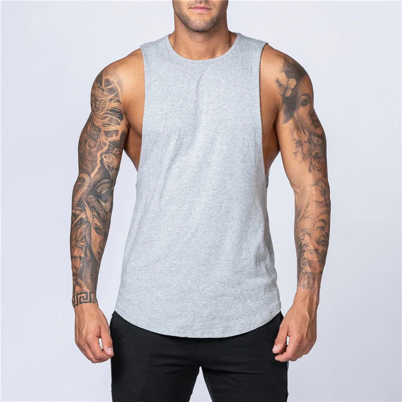 Sommer Basic Herren Tanktops leere Baumwolle lose Tank Top Männer Singulett Männer schlichte Bodybuilding Fitness aktive ärmellose Weste