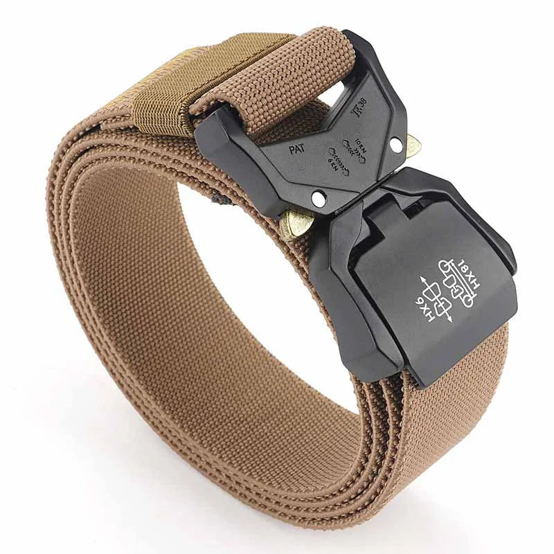 Herren-Gürtel mit 3,8 cm Breite aus Elastischem Material mit Schnellverschluss aus Aluminium für Militärlook