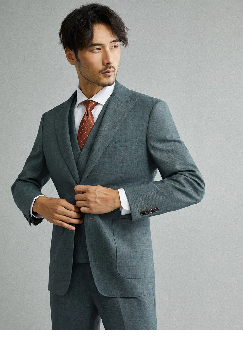 Schlanke Herren-Anzughose in Khaki mit Streifen – graue, lange Freizeithose für Büro, formelle Anlässe und Hochzeiten, auch in großen Größen erhältlich.