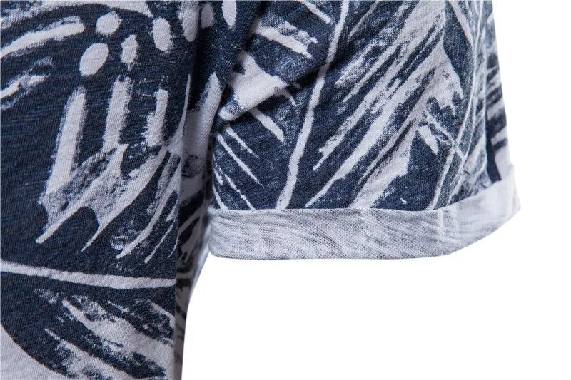 Herren T-Shirt im Hawaii-Stil aus 100 Prozent Baumwolle mit Oansatz Druck