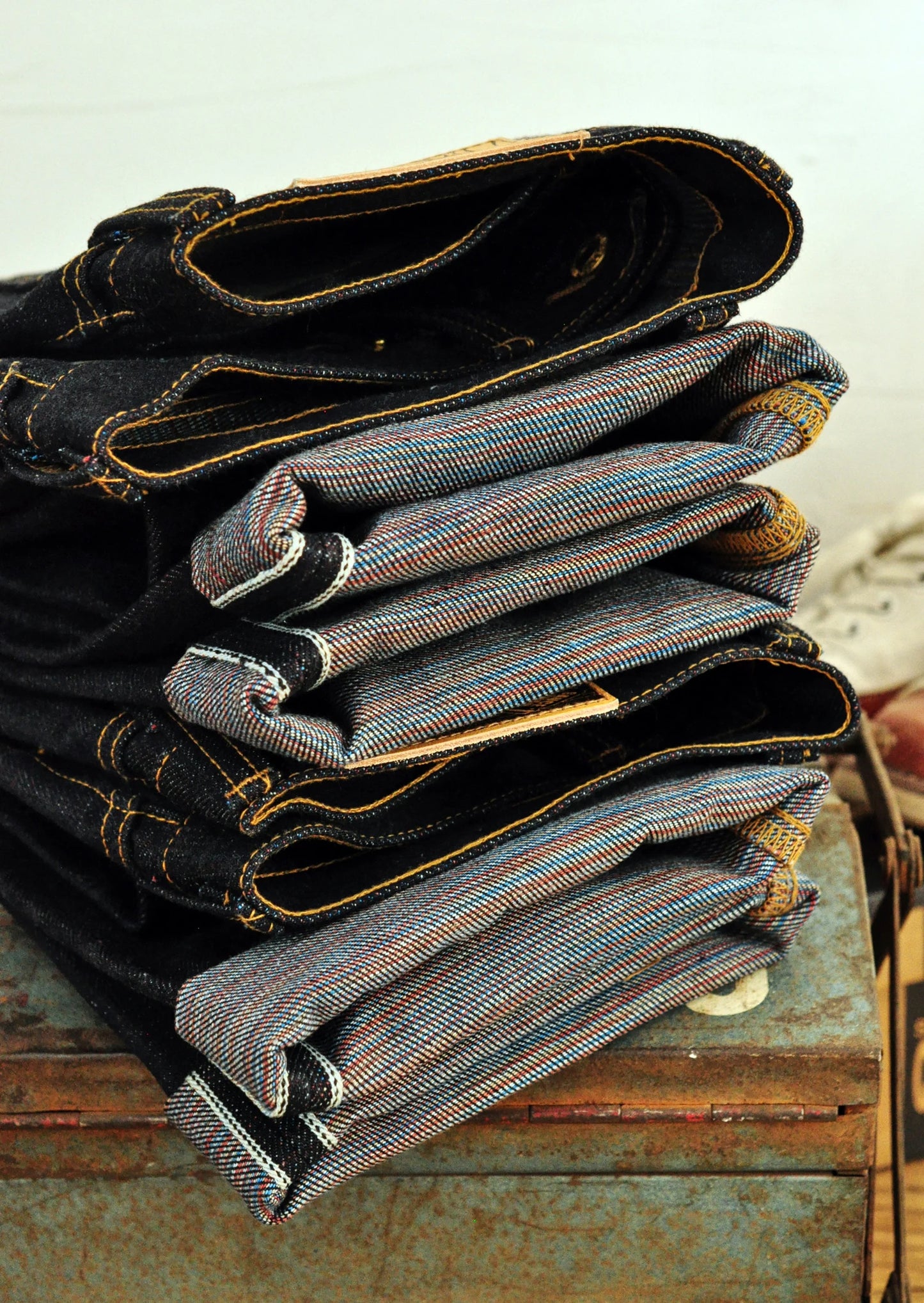 Herrenjeans aus 21oz Rainbow Selvedge Denim im Vintage-Stil für Männer