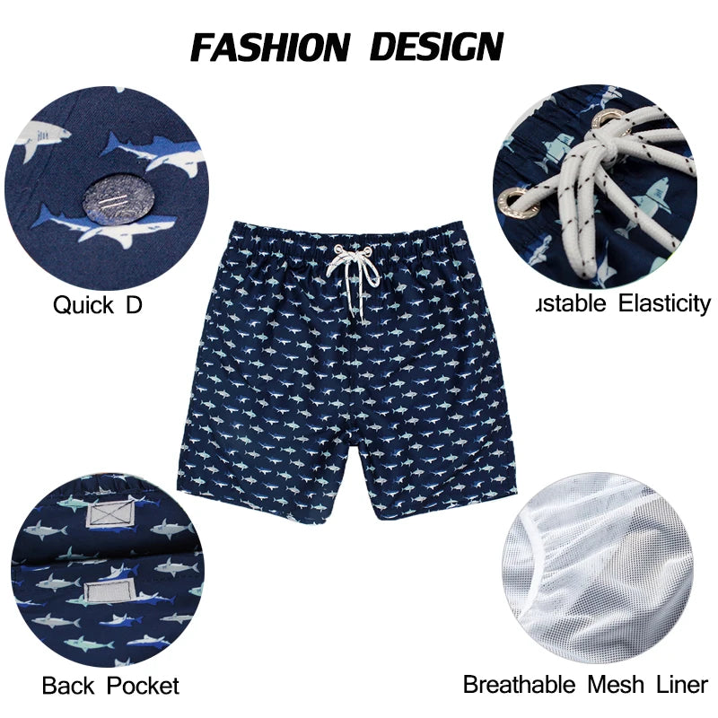 Herren-Shorts aus Polyester mit Reißverschlusstasche – schnelltrocknend für Gym, Surfen und Strand