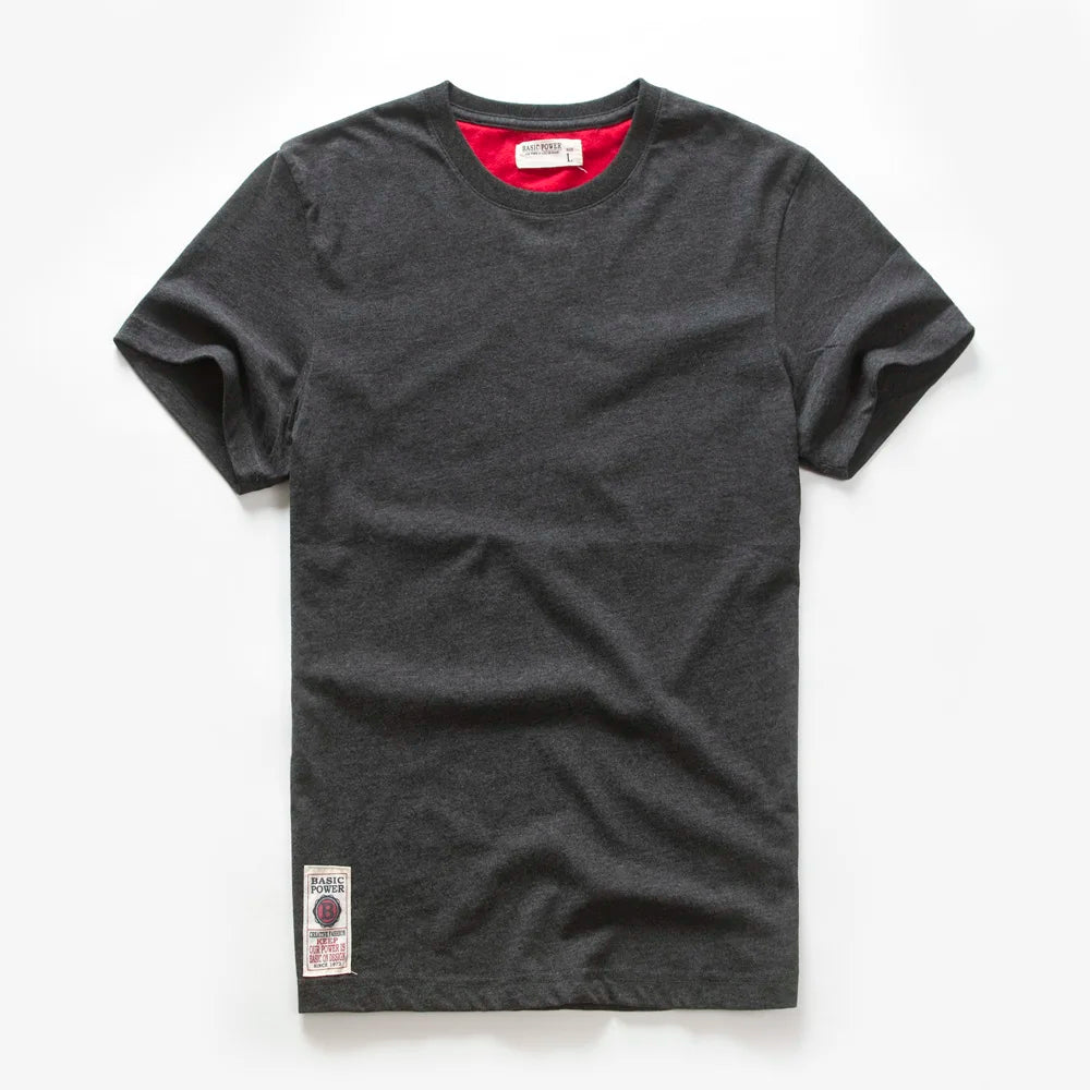 Männer T-Shirt aus Baumwolle im einfarbigen Design mit klassischem O-Ansatz