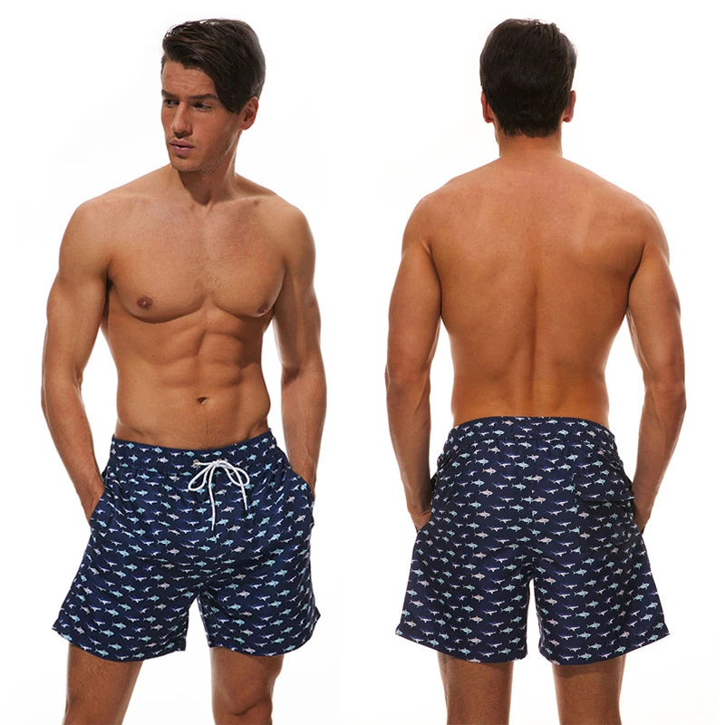 Herren-Shorts aus Polyester mit Reißverschlusstasche – schnelltrocknend für Gym, Surfen und Strand