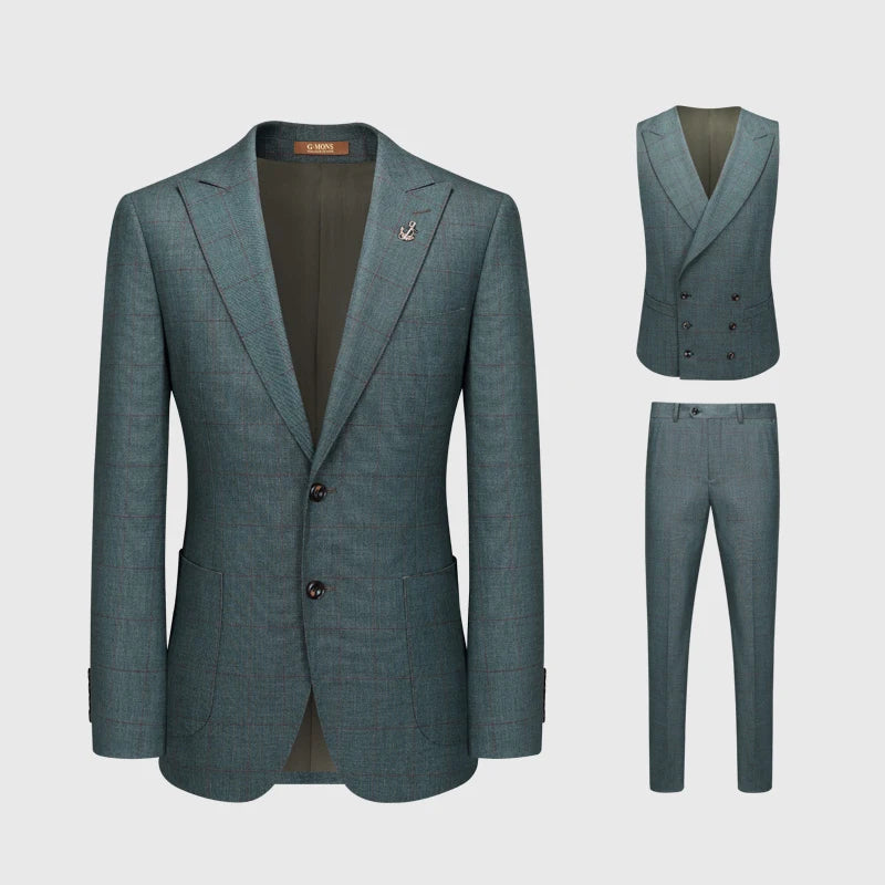 Schlanke Herren-Anzughose in Khaki mit Streifen – graue, lange Freizeithose für Büro, formelle Anlässe und Hochzeiten, auch in großen Größen erhältlich.