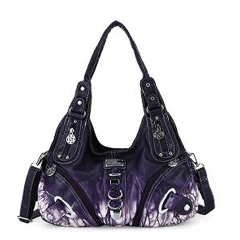 Damen-Schultertasche Großes Fassungsvermögen Mit Tie-Dye Muster Und Griff Im Vintage-Stil Für Alltag Und Freizeit