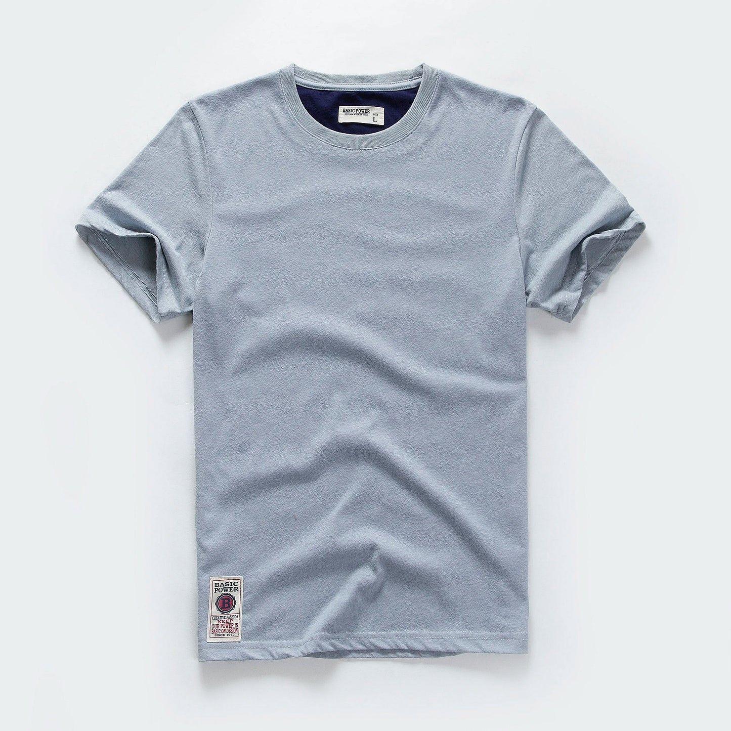 Männer T-Shirt aus Baumwolle im einfarbigen Design mit klassischem O-Ansatz