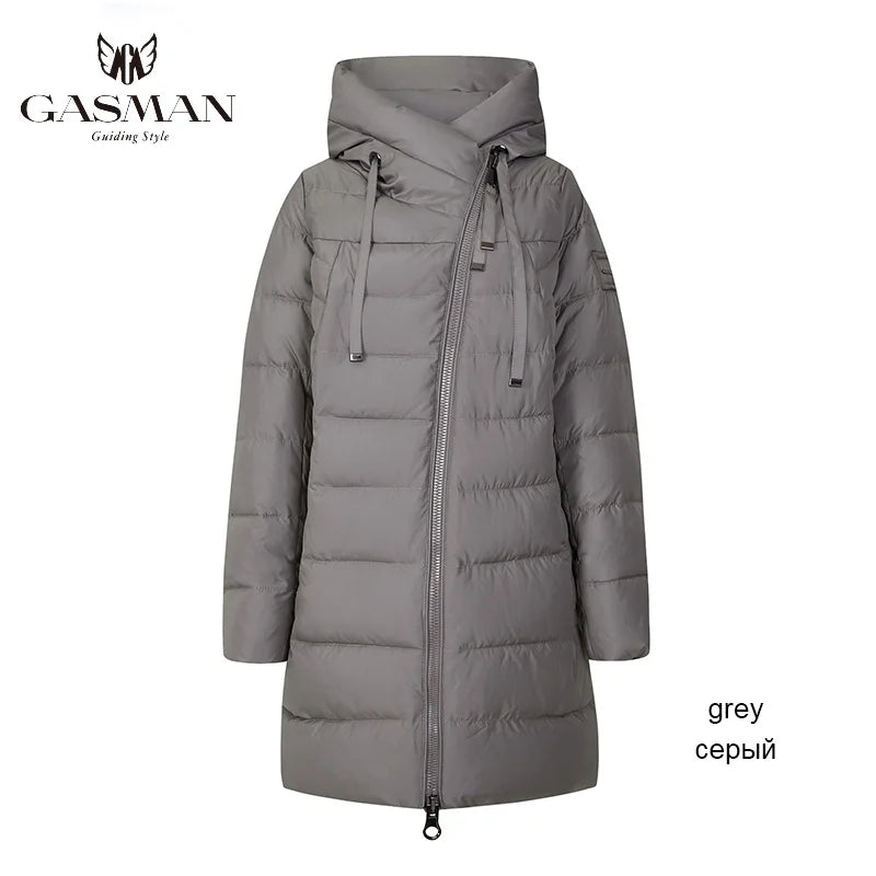 Lange Damen-Winterjacke mit Kapuze und Reißverschluss – modischer, warmer Bio-Parka im Slim-Fit-Design