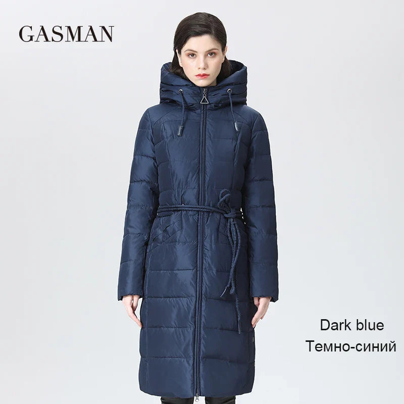 Kurze Damen-Daunenjacke mit Kapuze und großen Taschen in Mehrfarbig – Lässiger Parka in Übergröße
