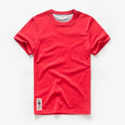 Männer T-Shirt aus Baumwolle im einfarbigen Design mit klassischem O-Ansatz