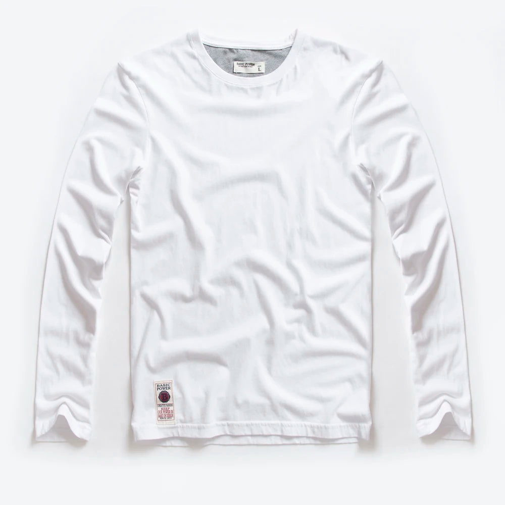 Herren Langarm T-Shirt aus Baumwolle in einfarbigem Design für Frühling und Herbst
