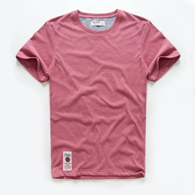 Herren T-Shirt aus Baumwolle in einfarbigen Farben für Frühling und Sommer