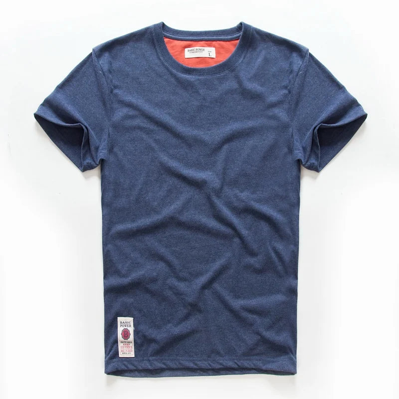 Herren T-Shirt aus Baumwolle in einfarbigen Farben für Frühling und Sommer