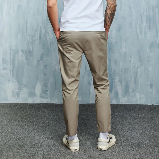 100% Baumwolle Männer Anzug Hosen Mann Smart Casual Knöchel Hosen Sommer Dünne Slim Fit Hosen Männlich Plus Größe Kleidung Khaki Grau schwarz