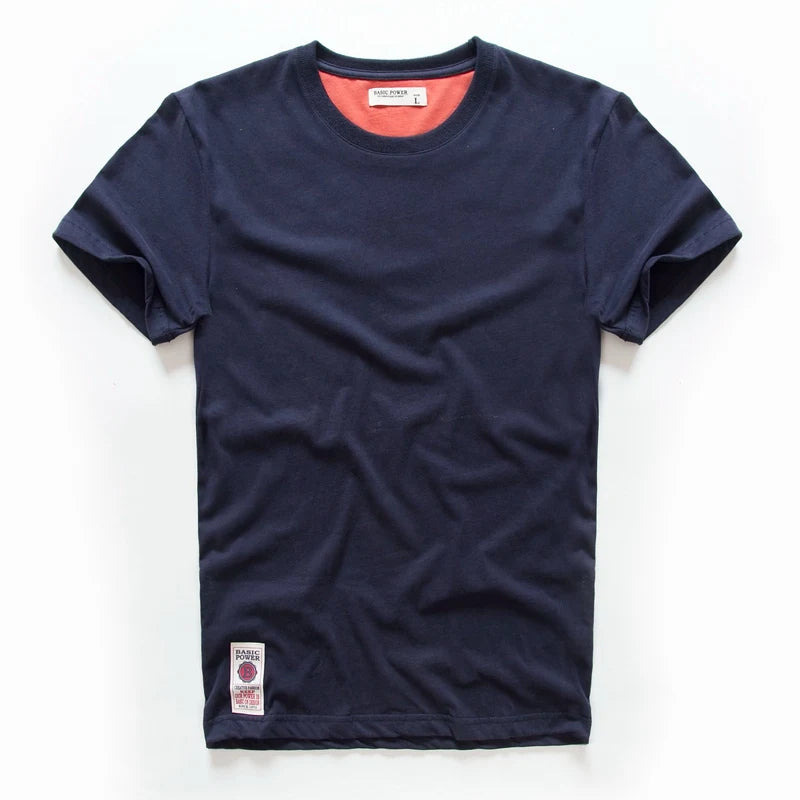 Herren T-Shirt aus Baumwolle in einfarbigen Farben für Frühling und Sommer