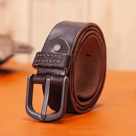 Herren Premium Echtleder-Gürtel Vintage Stiftschnalle Casual 3,8 cm Rindsleder