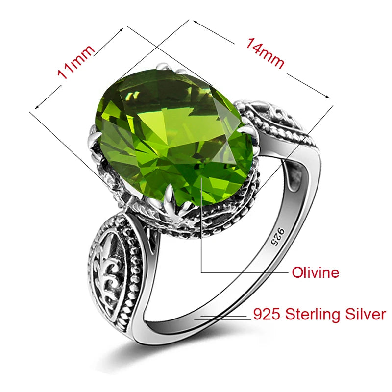 Damen-Ring Aus Sterlingsilber Mit Peridot August Geburtsstein Vintage-Charme Schmuckstück