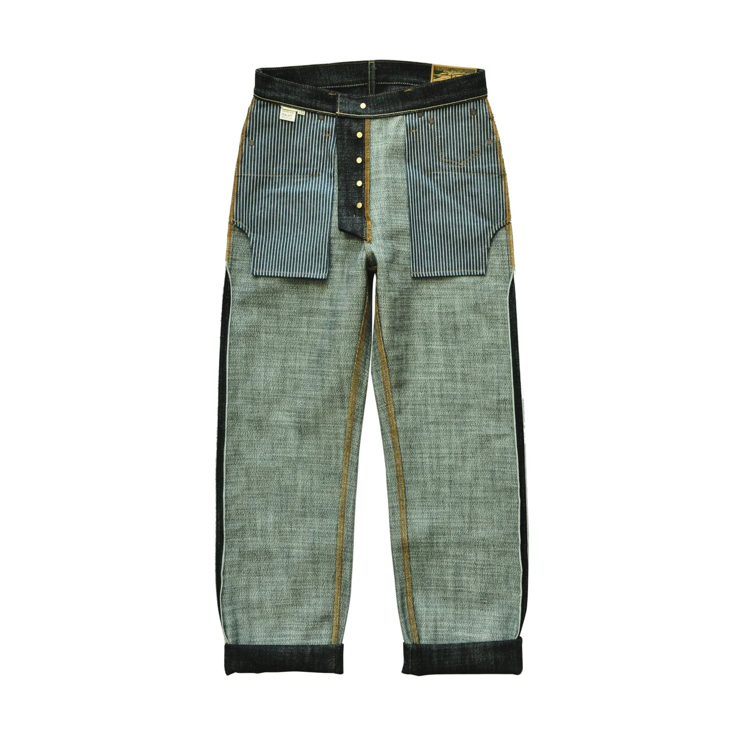 Herren Jeans im Vintage-Stil aus Selvedge Raw Denim mit Silber-überzogenen Knöpfen