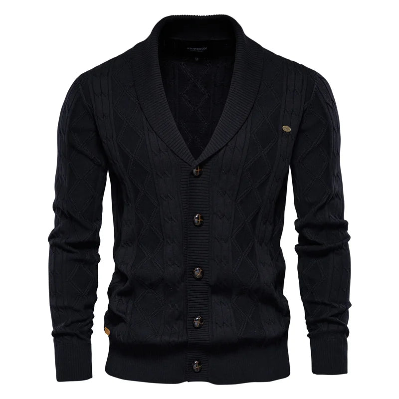 Männer Strickjacke aus hochwertiger Baumwolle im Casual-Stil für den Winter