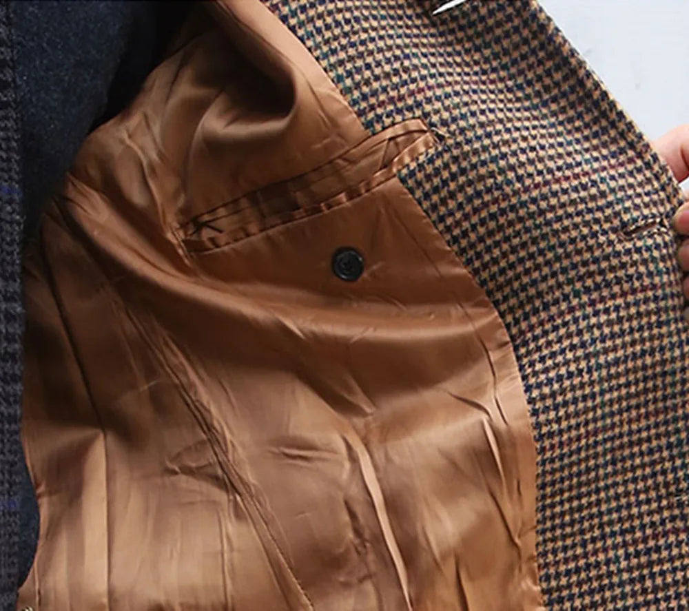 Herren Balmacaan-Mantel aus Tweed mit Hound's Tooth und Windjacke-Funktion