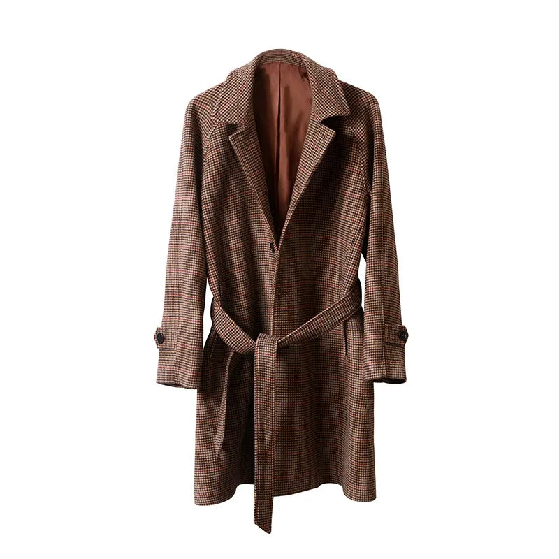 Herren Balmacaan-Mantel aus Tweed mit Hound's Tooth und Windjacke-Funktion