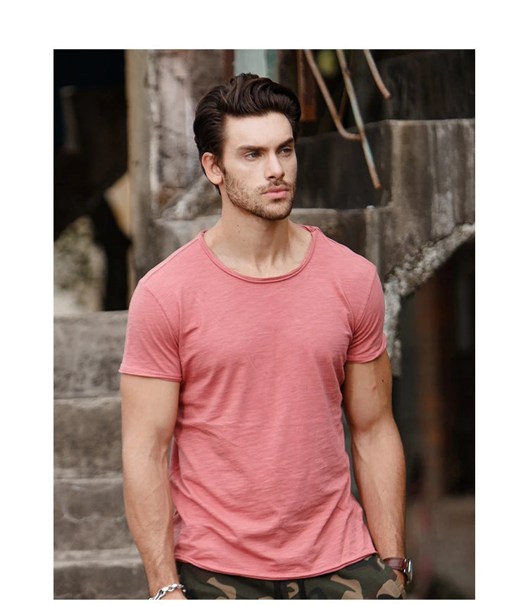100% Baumwolle Männer T-shirt Casual Weiche Fitness Sommer Dünne T-shirts männer Hause Kleidung Oansatz Kurzarm Soild T Shirt für Männer
