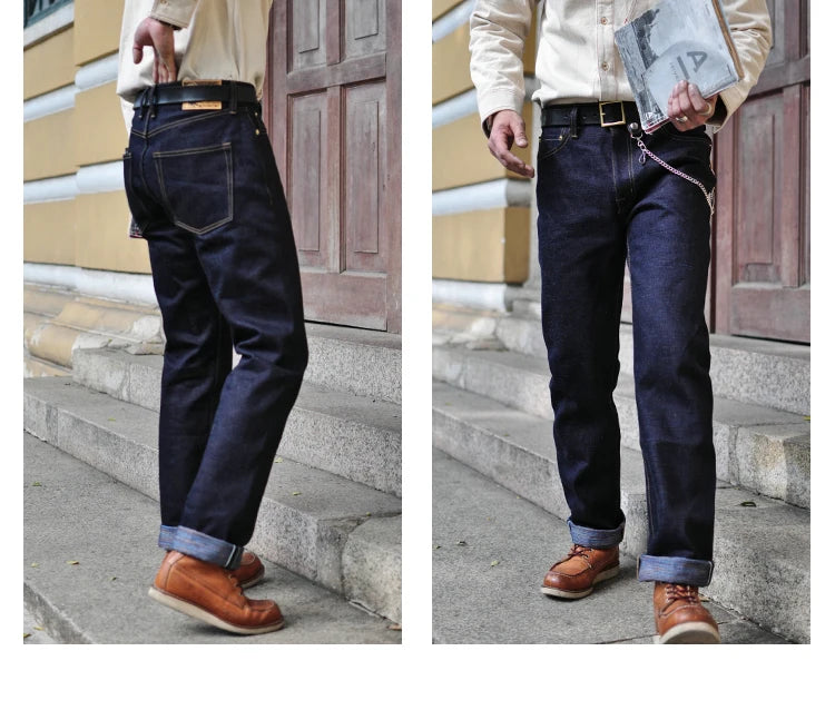 Herrenjeans aus 21oz Rainbow Selvedge Denim im Vintage-Stil für Männer