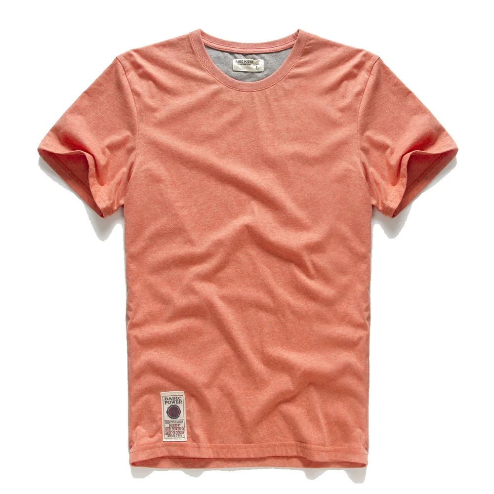 Männer T-Shirt aus Baumwolle im einfarbigen Design mit klassischem O-Ansatz