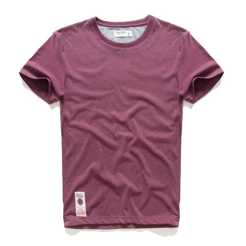 Männer T-Shirt aus Baumwolle im einfarbigen Design mit klassischem O-Ansatz