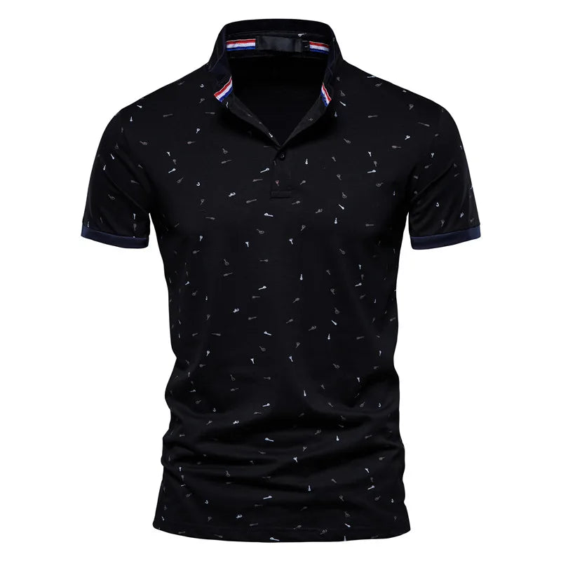 Herren Polo-Shirt im Casual-Stil mit Stehkragen aus Baumwolle