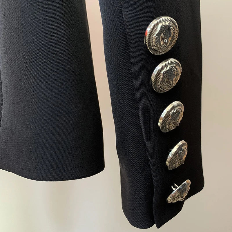 Damen-Blazer doppelreihig Schalkragen Strass Perlen Slim elegant
