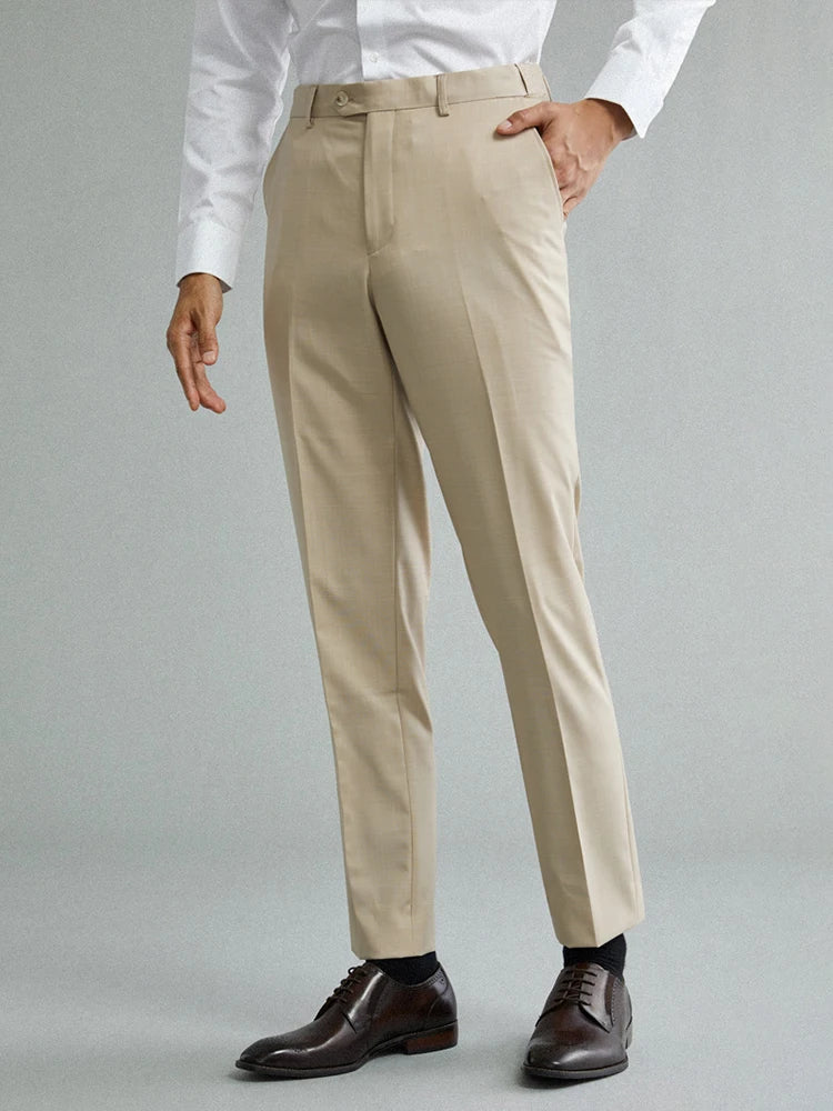 Herrenanzüge aus 65 % Wolle, Khaki, lässig, schmal, Übergröße 42, Hochzeit, Bräutigam, Freizeitkleidung, Business-Mann-Hose