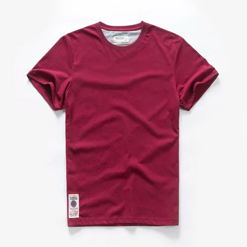 Männer T-Shirt aus Baumwolle im einfarbigen Design mit klassischem O-Ansatz
