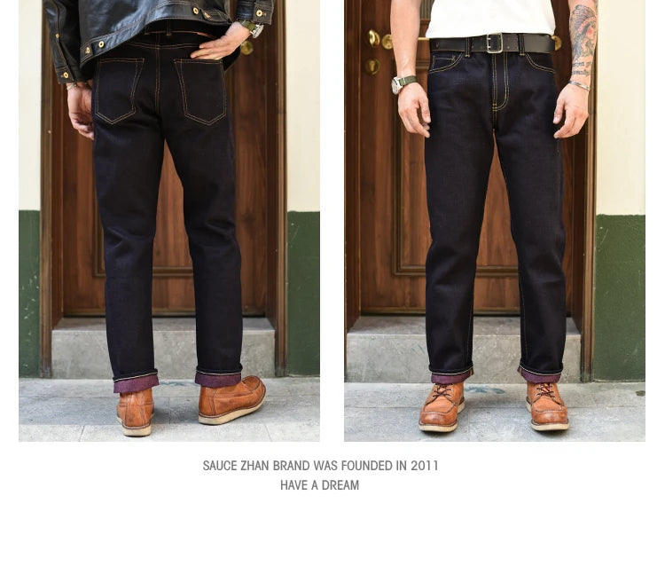 Herren Jeans aus Selvedge Denim mit doppelseitiger Färbung und gerader Passform