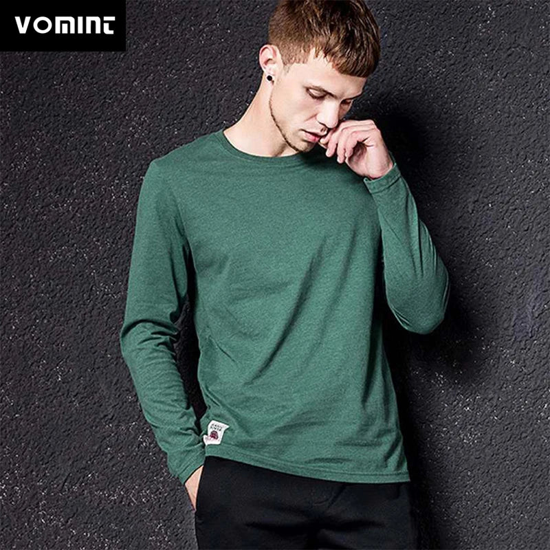Herren Langarm T-Shirt aus Baumwolle in einfarbigem Design für Frühling und Herbst