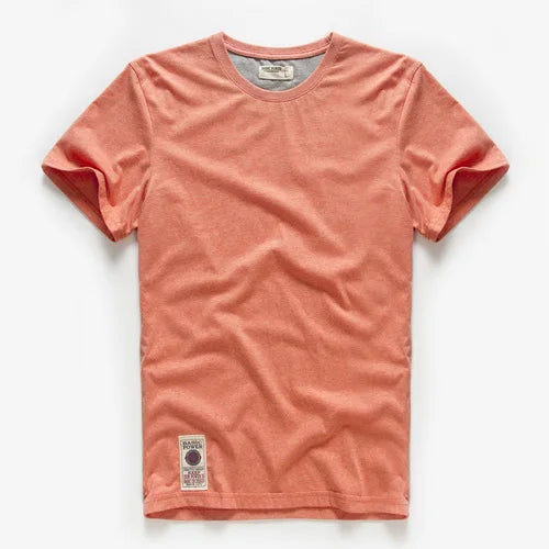 Männer T-Shirt aus Baumwolle im einfarbigen Design mit klassischem O-Ansatz