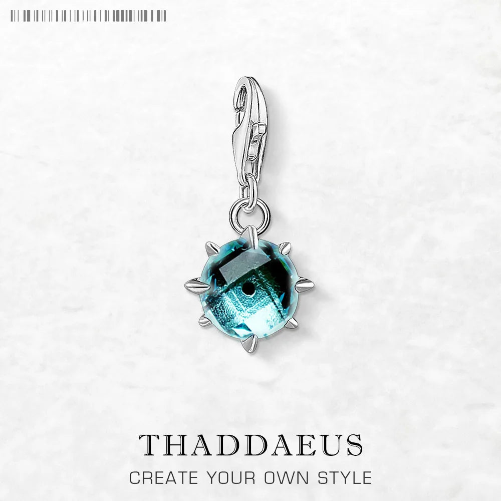 Damen-Charm-Anhänger blauer Stein trendig aus Sterlingsilber