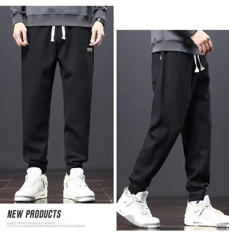 Herrenhosen Herbst und Winter Japanische Krawatten Lose Sport Kordelzug Warme Freizeithosen