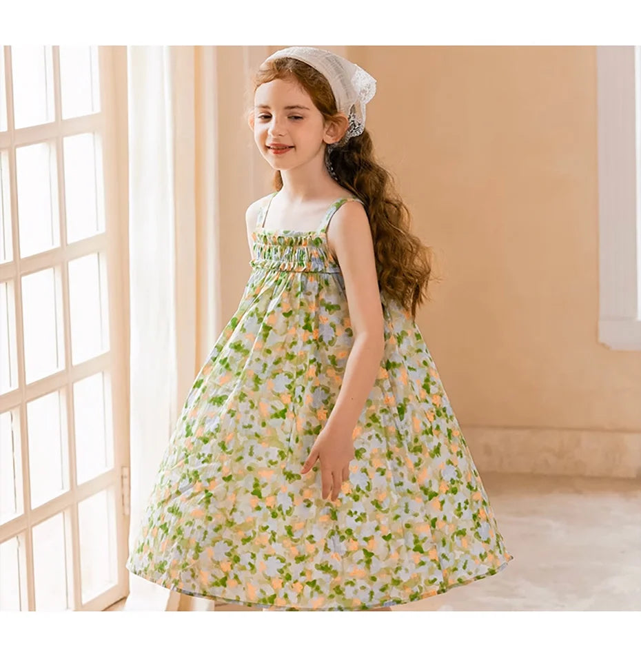Leichtes Sommerkleid für Mädchen mit rosa Punkten und Prinzessinnen-Design – ideal für Partys und Hochzeiten