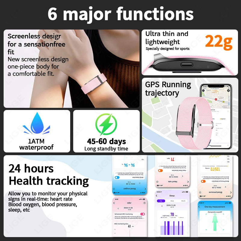 LIGE Frauen Smart Band Männer Uhr Herzfrequenz Blutdruck Sport Fitness Smartwatch Neue Mann Outdoor Smart Armband Damen 2025