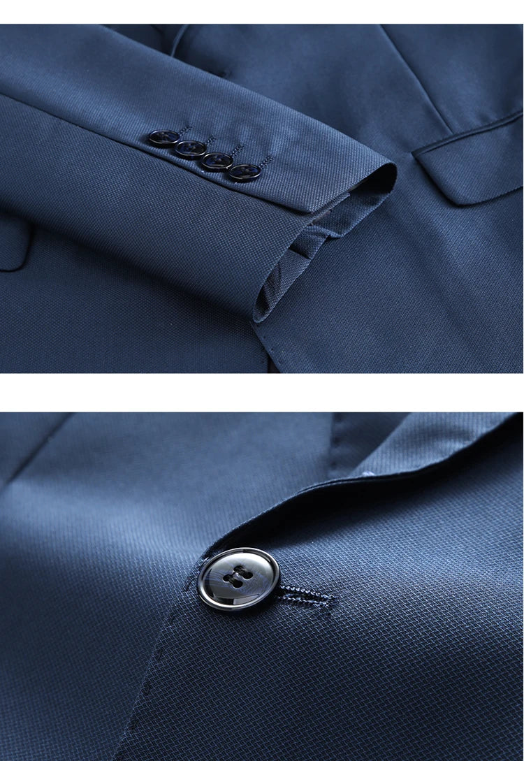 Hochwertiger Herrenanzug 3-teilig: Sakko, Weste, Hose – Eleganter Business- und Hochzeitslook in Uni-Farben