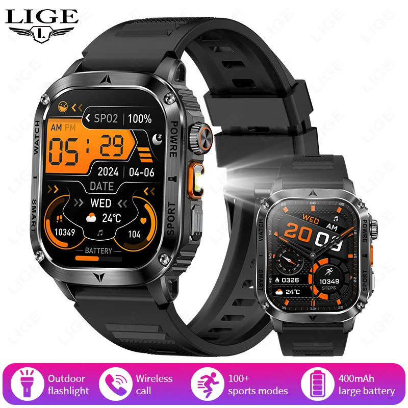 Männer Smartwatch mit 2,01 Zoll HD Bildschirm und Bluetooth-Anruf-Funktion