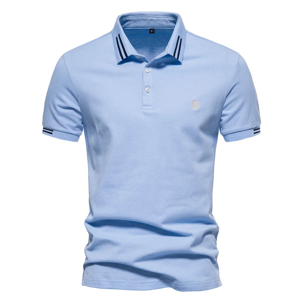 Herren Poloshirt aus Baumwolle in einfarbig mit klassischem Design für Freizeit und Business