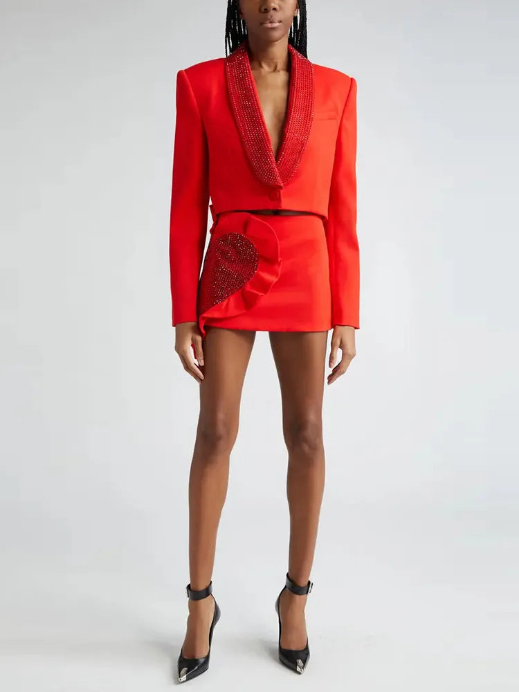 Eleganter Damen-Blazer mit Reverskragen und langen Ärmeln – Patchwork-Design und einreihiger Verschluss für einen lässigen Look.