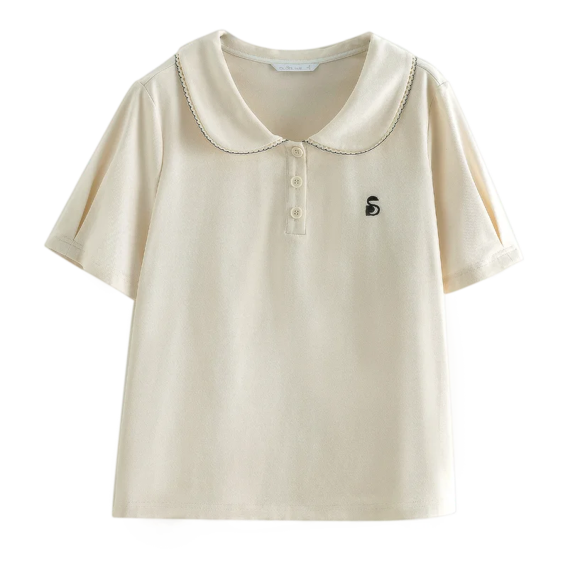 Lässige Damen-Bluse in Übergröße mit Schnalle, kurzen Ärmeln und umgeschlagenem Kragen – tailliert und figurbetont für den Sommer.