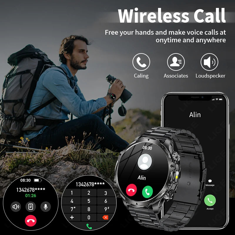 Männer Sport Smartwatch mit 1,9 Zoll Display und wasserdichter Bluetooth-Funktion