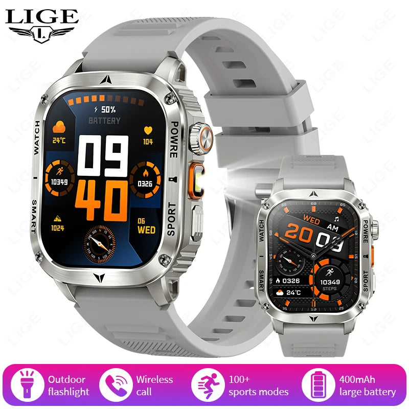 Männer Smartwatch mit 2,01 Zoll HD Bildschirm und Bluetooth-Anruf-Funktion