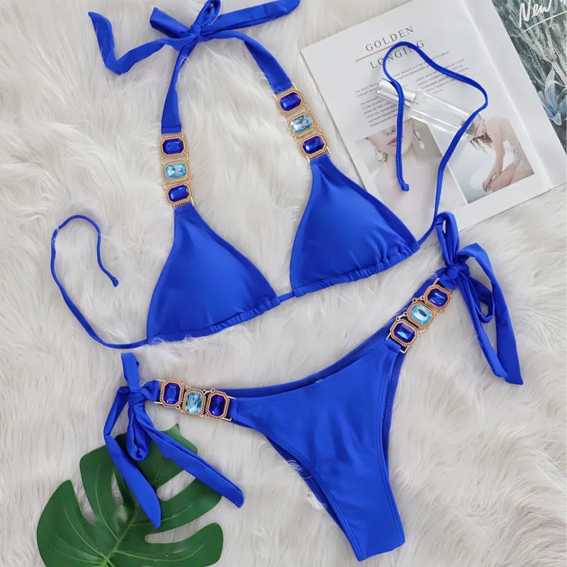 Brauner Push-Up-Bikini im brasilianischen Stil für Damen – ideal für Strand und Pool