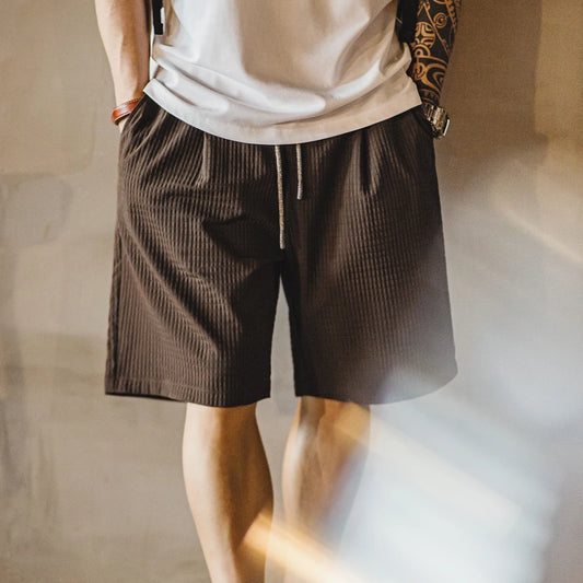 Herren Sommer Shorts mit faltenresistentem 3D-Gittermuster und elastischer Taille
